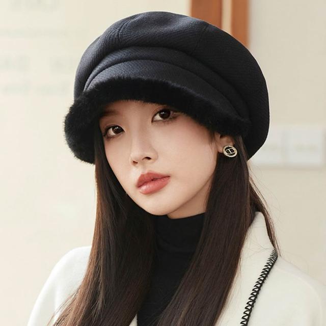 【Seoul Show 首爾秀】買一送一 綜合高質感挺版雙層兔毛帽毛呢八角帽貝雷帽棒球帽漁夫帽(防寒保暖)