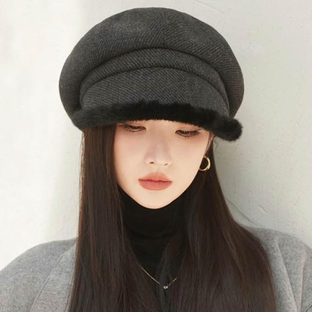 【Seoul Show 首爾秀】買一送一 綜合高質感挺版雙層兔毛帽毛呢八角帽貝雷帽棒球帽漁夫帽(防寒保暖)