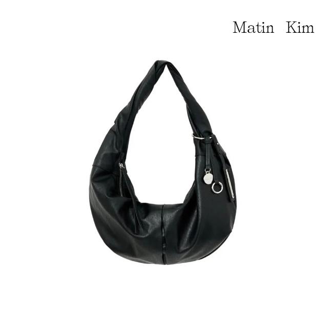 【MATIN KIM】官方旗艦 扭結造型皮革半月包(黑色)