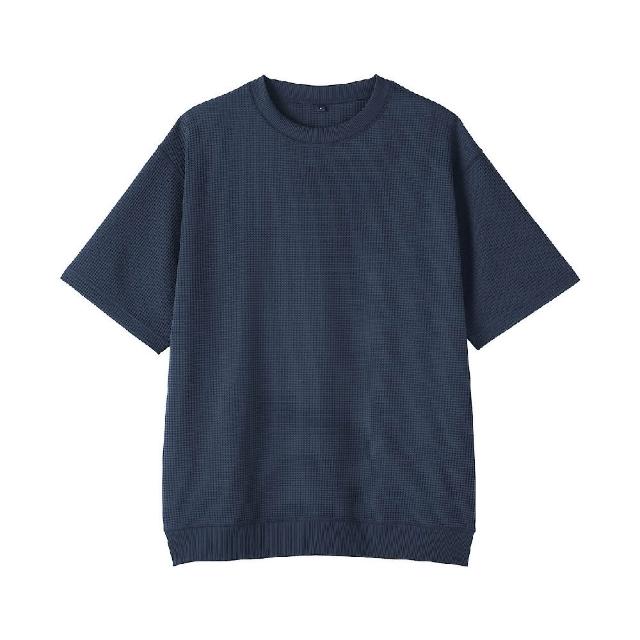 MUJI 無印良品】男抗UV速乾鬆餅紋圓領短袖T恤(柔白/灰色/黑色/煙燻藍