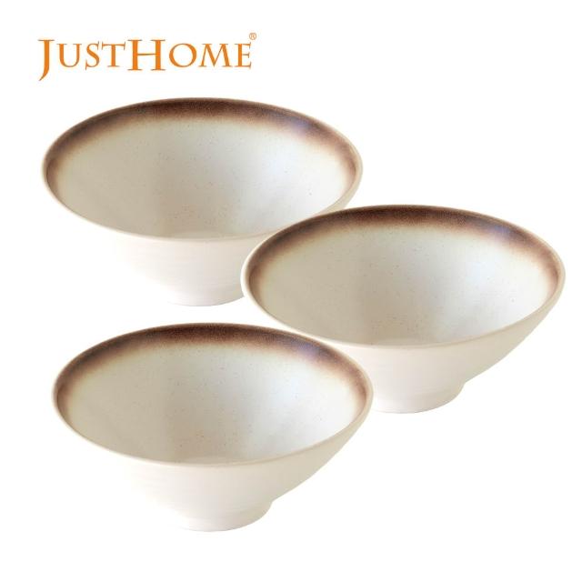 【Just Home】日式漸層陶瓷8吋麵碗850ml-三件組(可微波 湯碗 碗 麵碗 拉麵碗 碗公 泡麵碗)