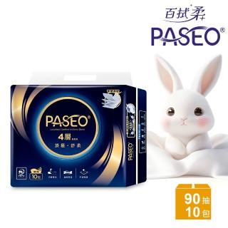【PASEO】百拭柔 4層頂極舒柔抽取式衛生紙PEFC(90抽10包/串)