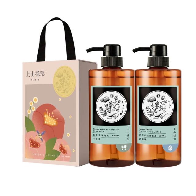 【tsaio 上山採藥】momo獨家限定禮盒600ml-2入組(黑檀澄淨沐浴/白雪松純淨洗髮/送禮)
