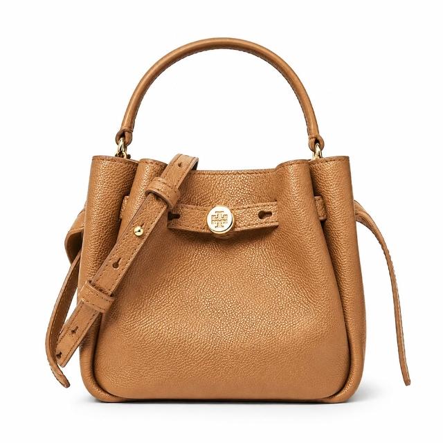 【TORY BURCH】ROMY 納帕皮革束帶繩手提/斜背兩用水桶包(迷你/多色選)