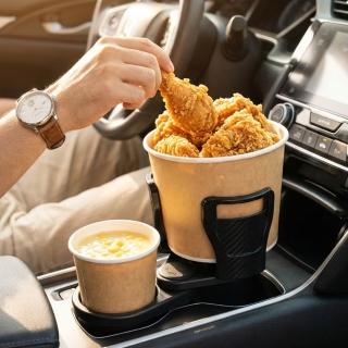 【車選家】車用旋轉伸縮雙杯架(泡麵架 車載杯架 飲料架 水杯架 保溫杯架 擴展杯架 炸雞桶 伸縮杯架 )