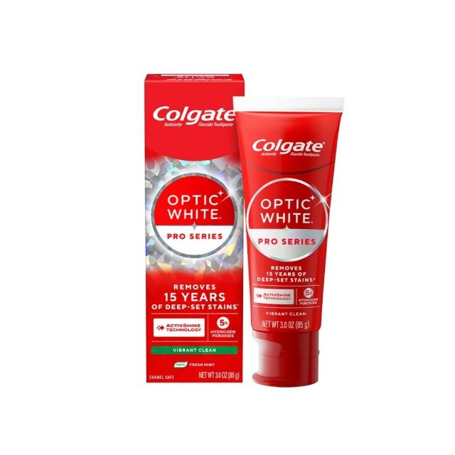 【Colgate 高露潔】OPTIC WHITE光感．白 5% Pro Series瞬白牙膏85g(新上市/升級配方/牙齒美白/亮白)