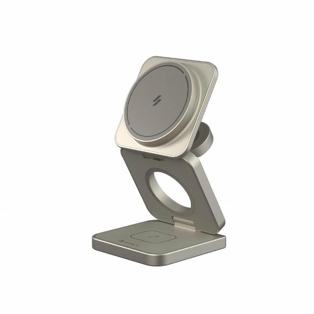 【ADAM 亞果元素】Mag 3 Ultra Qi2.2 25W 折疊式三合一無線充電座(無線/Magsafe)