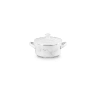 【Le Creuset】瓷器迷你圓烤盅(典雅石紋/雪花白)