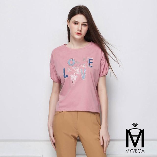 【MYVEGA 麥雪爾】MA氣質蕾絲/荷葉領/燙鑽蝴蝶上衣-多款任選(女上衣/短袖上衣/蕾絲衣)