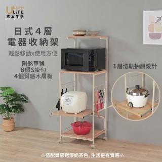 【URBAN LiFE 悠本生活】日式家用電器收納架(微波爐置物架、電器收納架、收納櫃、置物架)