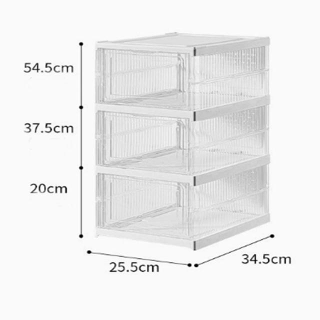 【EARISE 雅蘭仕】騰宏 3層免安裝加厚鞋盒 透明鞋櫃收納盒 家居簡易鞋架 塑膠可折疊鞋櫃帶蓋