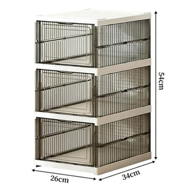 【EARISE 雅蘭仕】騰宏 3層免安裝加厚鞋盒 透明鞋櫃收納盒 家居簡易鞋架 塑膠可折疊鞋櫃帶蓋