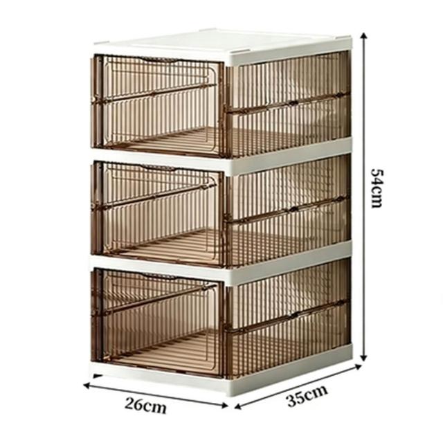 【EARISE 雅蘭仕】騰宏 3層免安裝加厚鞋盒 透明鞋櫃收納盒 家居簡易鞋架 塑膠可折疊鞋櫃帶蓋