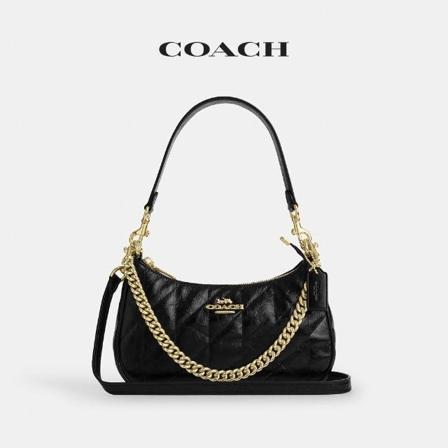 【COACH】蔻馳官方直營 TERI 絎縫細節單肩包 單肩手袋 斜背包-黑色(CDY83/CET35)