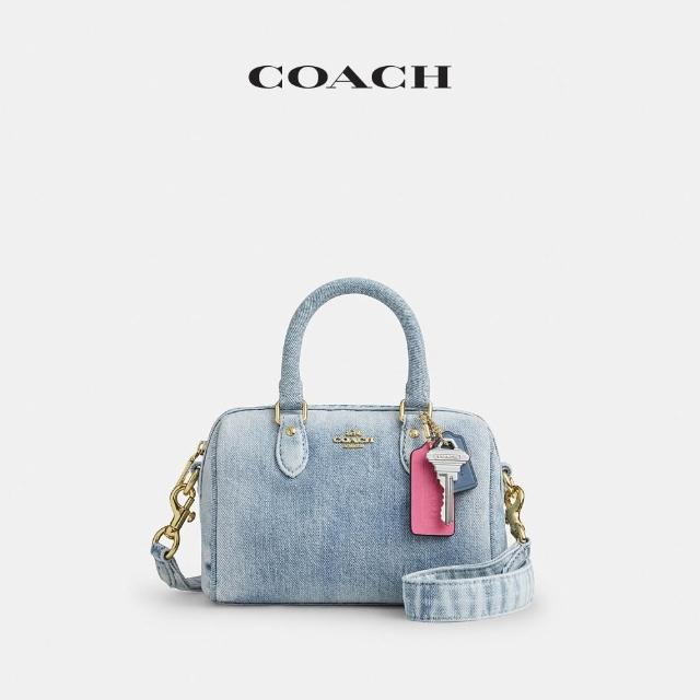 【COACH】蔻馳官方直營 ROWAN復古摯愛丹寧布/經典標誌掛件裝飾迷你斜背包-多色任選(CDY29/CDY30)