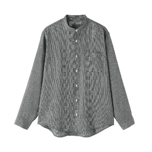 【MUJI 無印良品】男亞麻水洗立領長袖襯衫(白色/原色/淺藍/深藍/墨灰格紋/深棕格紋)