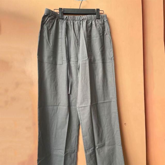 【巴黎精品】現貨限搶 亞麻棉麻褲大碼寬褲透氣吸汗(運動休閒長褲男褲子2款b1a3)S