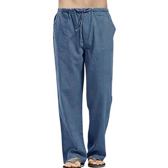 【巴黎精品】現貨限搶 亞麻棉麻褲大碼寬褲透氣吸汗(運動休閒長褲男褲子2款b1a3)S