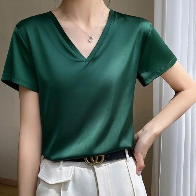 【巴黎精品】現貨出清 頂級法式緞面背心絲質上衣名媛絲綢冰絲絲質襯衫(網紗拼接女素色上衣3色a1ep11)