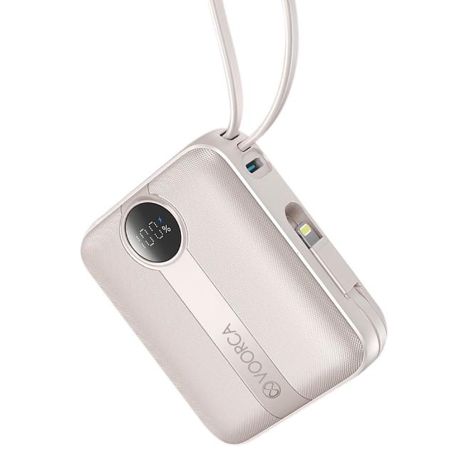 VOORCA D916 10000mAh 行動電源 22.5W自帶Type-C/Lightning線 mini隨身充