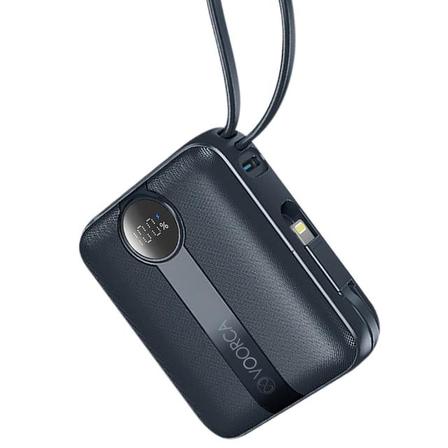 VOORCA D916 10000mAh 行動電源 22.5W自帶Type-C/Lightning線 mini隨身充