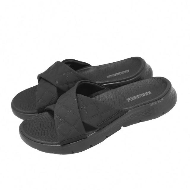 【SKECHERS】涼拖鞋 Go Walk Flex Sandal 女鞋 黑 交叉鞋帶 141536BBK