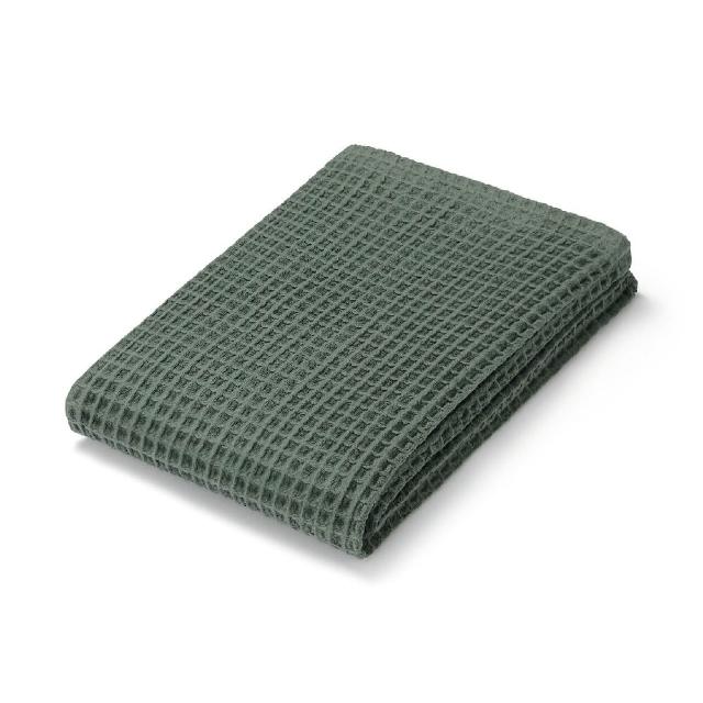 【MUJI 無印良品】鬆餅紋浴巾(柔白/綠色/墨灰)