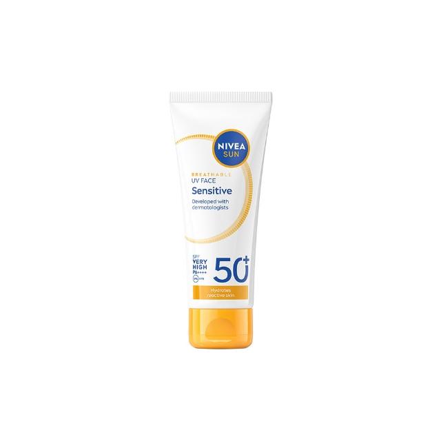 【NIVEA 妮維雅】新品上市★全護專業抗UV防曬乳SPF50+敏感舒緩/油光掰掰 40mlX2入(海洋友善)