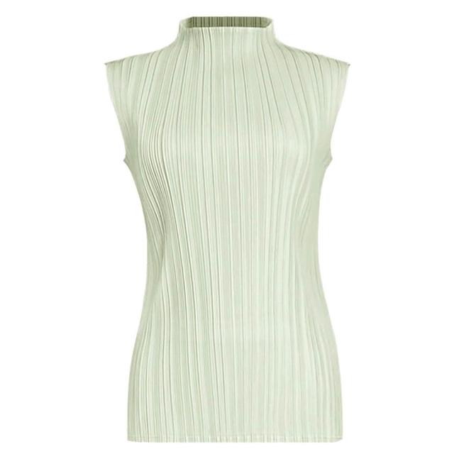 【巴黎精品】現貨+預購 三宅風皺褶衣服褶皺上衣摺衣彈力大尺碼(高領無袖寬鬆女T恤18色b2a1)