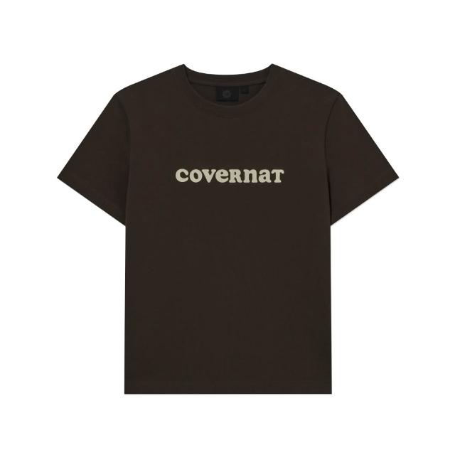 【COVERNAT】官方旗艦館 女款涼感棉LogoT恤(UNI短袖上衣 棕/混灰/奶油黃色)
