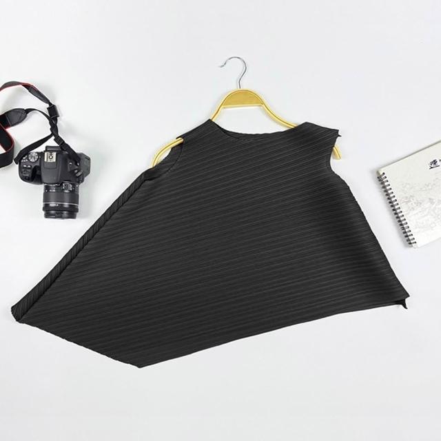 【巴黎精品】現貨+預購 三宅風皺褶衣服褶皺上衣摺衣彈力大尺碼(不規則圓領寬鬆女T恤24色b2a2)