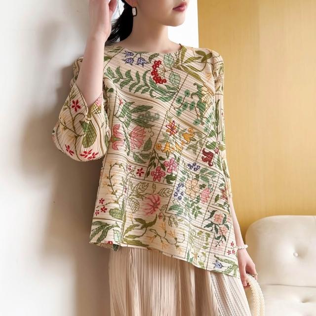 【巴黎精品】巴黎精品 現貨+預購 三宅風皺褶衣服褶皺上衣彈力女裝大尺碼(拚色設計寬鬆女T恤12色b2a3)