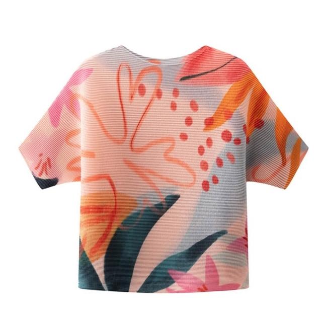 【巴黎精品】巴黎精品 現貨+預購 三宅風皺褶衣服褶皺上衣彈力女裝大尺碼(拚色設計寬鬆女T恤12色b2a3)