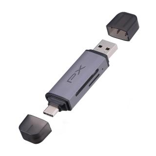 【PX 大通】★CS3-D USB-A/Type-C 轉 SD/TF3.0雙介面2合1高速讀卡機 (SD/micro SD雙用/104 MB/s傳輸速度)