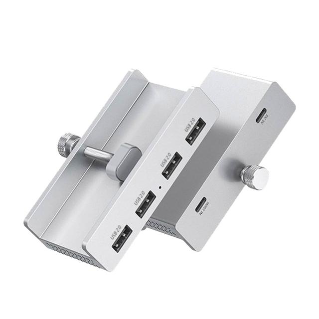 【OMG】4口USB集線器 USB2.0擴展塢 顯示器固定卡扣式USB HUB 即插即用高速傳輸 USB擴充器（電腦筆電適用）
