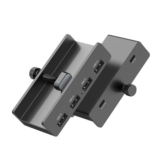 【OMG】4口USB集線器 USB2.0擴展塢 顯示器固定卡扣式USB HUB 即插即用高速傳輸 USB擴充器（電腦筆電適用）