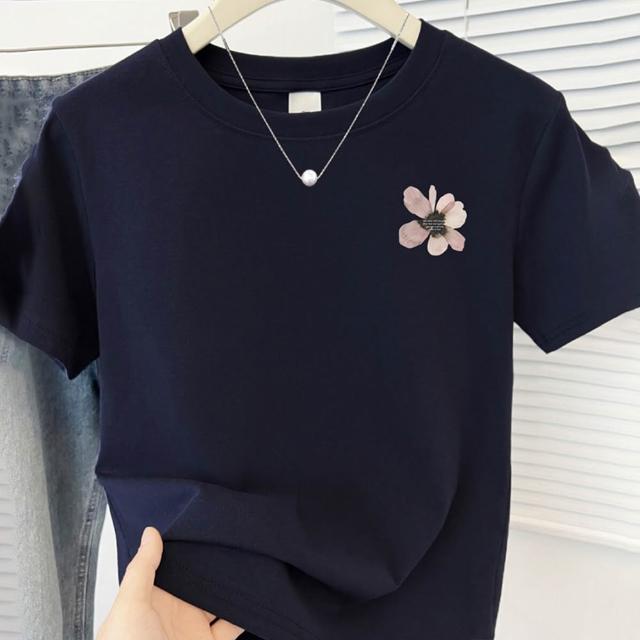 【初色】休閒寬鬆圓領短袖條紋塗鴉印花百搭T恤女上衣-11款任選-19346(M-2XL可選)