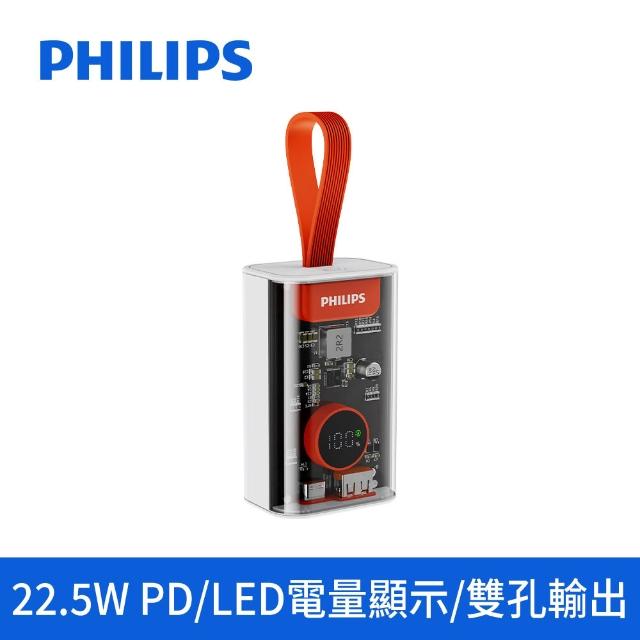 【Philips 飛利浦】1+1超值組 9吋 直立式DC渦流定時循環扇+透明美學行充(ACR3142CF+DLP5715)