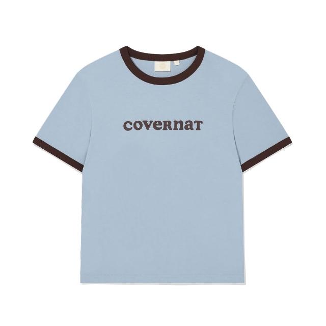 【COVERNAT】官方旗艦館 女款Logo滾邊T恤(WMS短袖上衣 YOON JI同款 霧藍/象牙白/混灰色)