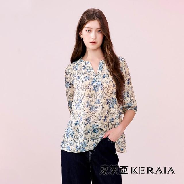 【KERAIA 克萊亞】花語翩然優雅印花雪紡/天絲麻上衣(多款)