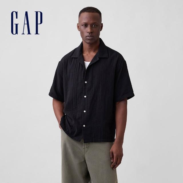 【GAP】男裝 寬鬆度假彈性襯衫-多款任選(888424&894247&869532&707290)