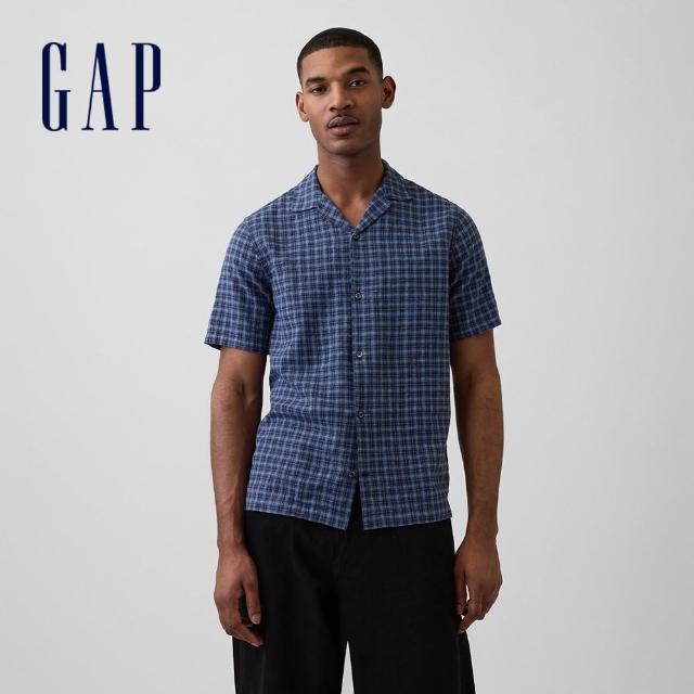 【GAP】男裝 寬鬆度假彈性襯衫-多款任選(888424&894247&869532&707290)