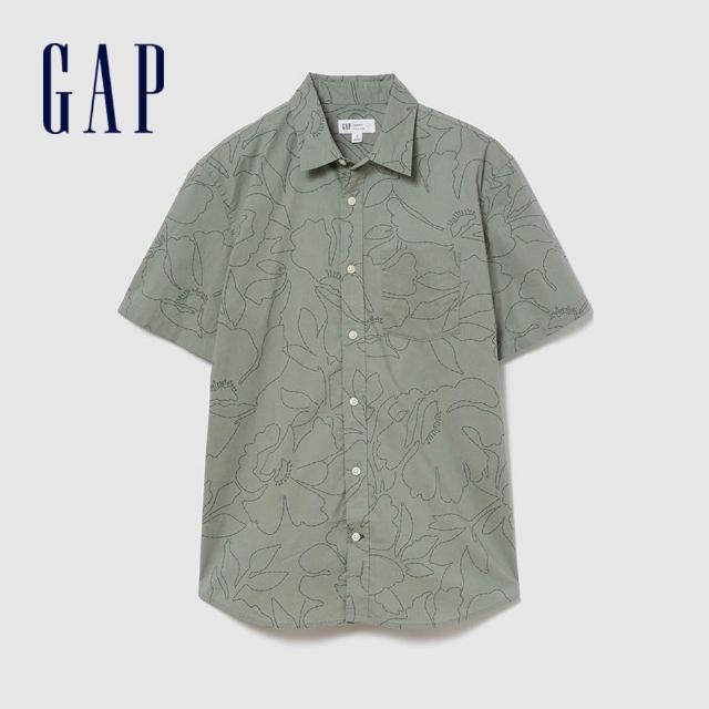【GAP】男裝 寬鬆度假彈性襯衫-多款任選(888424&894247&869532&707290)