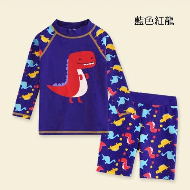 【橘魔法】鯊魚 恐龍 北極熊 帆船 螃蟹長袖防曬泳衣+泳褲 2件式 兒童 男童 泳衣 泳裝 泳褲 水母衣 游泳課