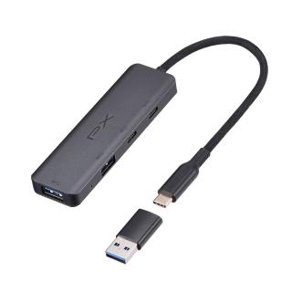 【PX 大通】★ECX-22 USB-A/Type-C 10Gbps 4合一高速擴充轉接器HUB集線器(適用Mac/筆電平板手機)