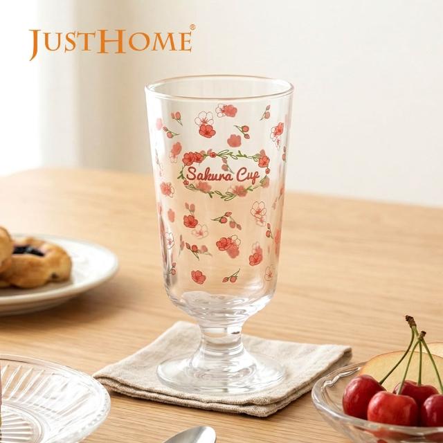 【Just Home】花園系透明玻璃杯285ml-兩款任選(水杯 玻璃杯 高腳杯)