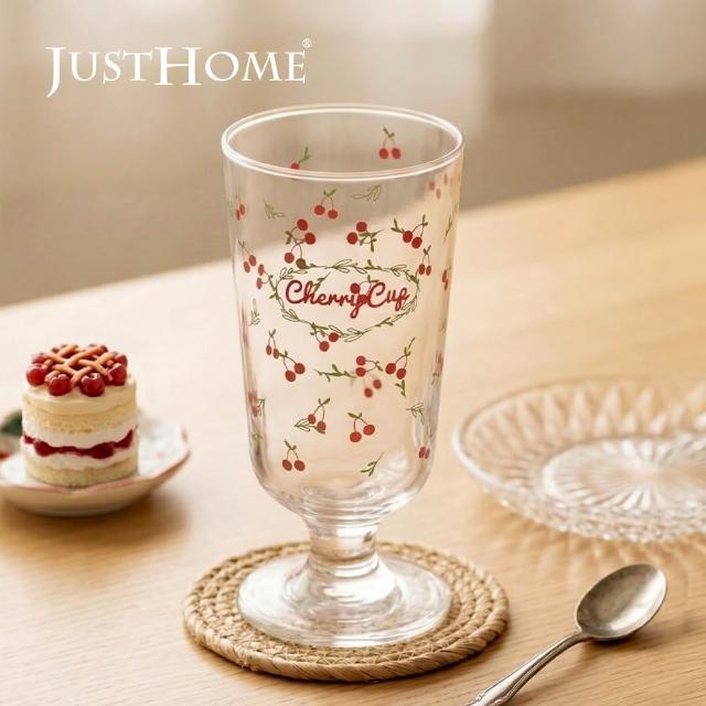 【Just Home】花園系透明玻璃杯285ml-兩款任選(水杯 玻璃杯 高腳杯)