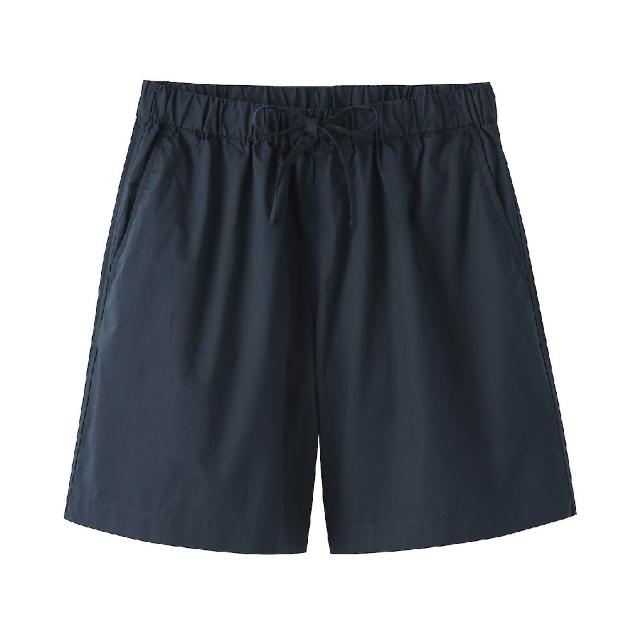 【MUJI 無印良品】女水洗平織布短褲(黑色/米色/卡其/煙燻粉/淺藍/暗藍)