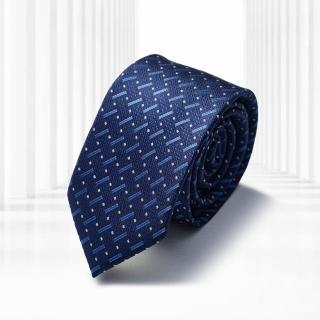 【pierre cardin 皮爾卡登】商務正裝男士百搭時尚品質高端手打緹花領帶-深藍花紋(SDD10326A-38)