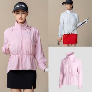 【HONMA 本間高爾夫】女款防風拉鏈防潑水外套 25SS 日本高爾夫專業品牌(M-L 粉色/白色 HWLX302B502）